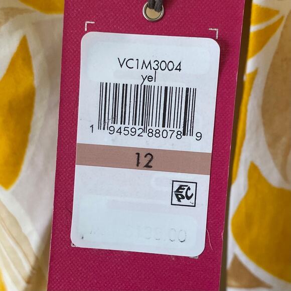 NEW VINCE CAMUTO Yellow Floral Belted Button Down Shirt Dress Size 12 Chic - Picture 6 of 8